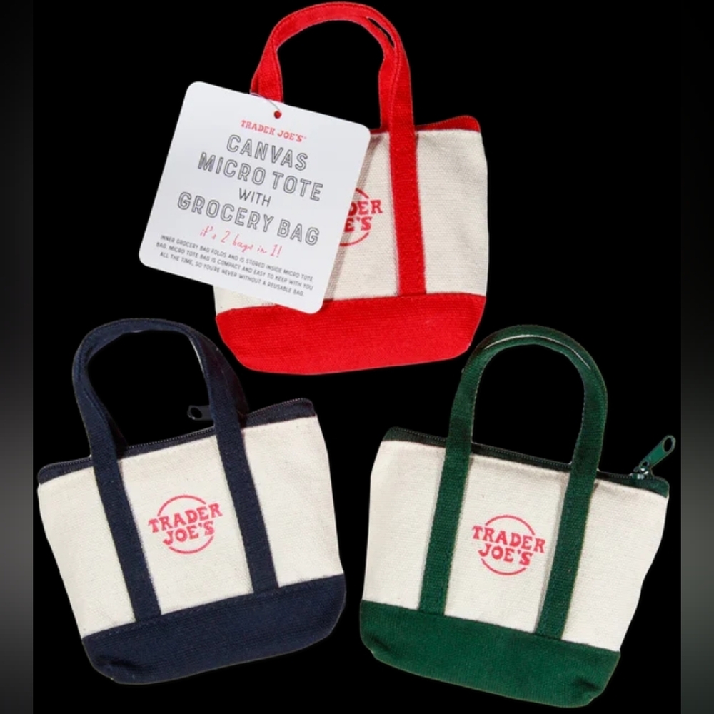 Trader Joe's Canvas Micro Tote Set - 3 Red And 1 Blue